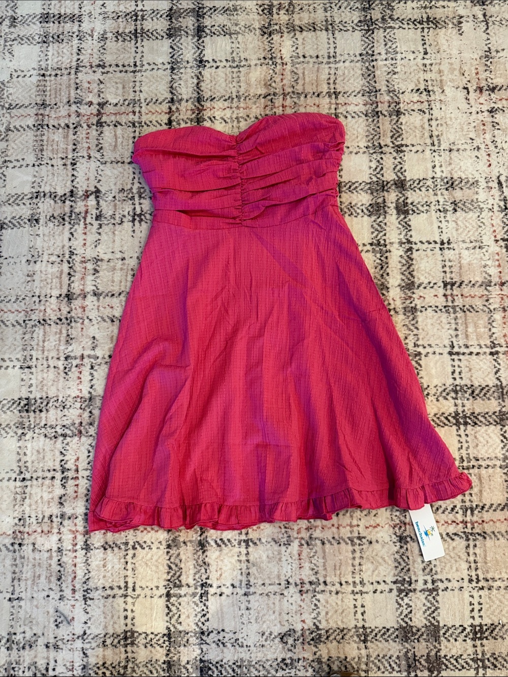 Strapless Fuchsia Summer Dress - Elegant Ruffled Bodice